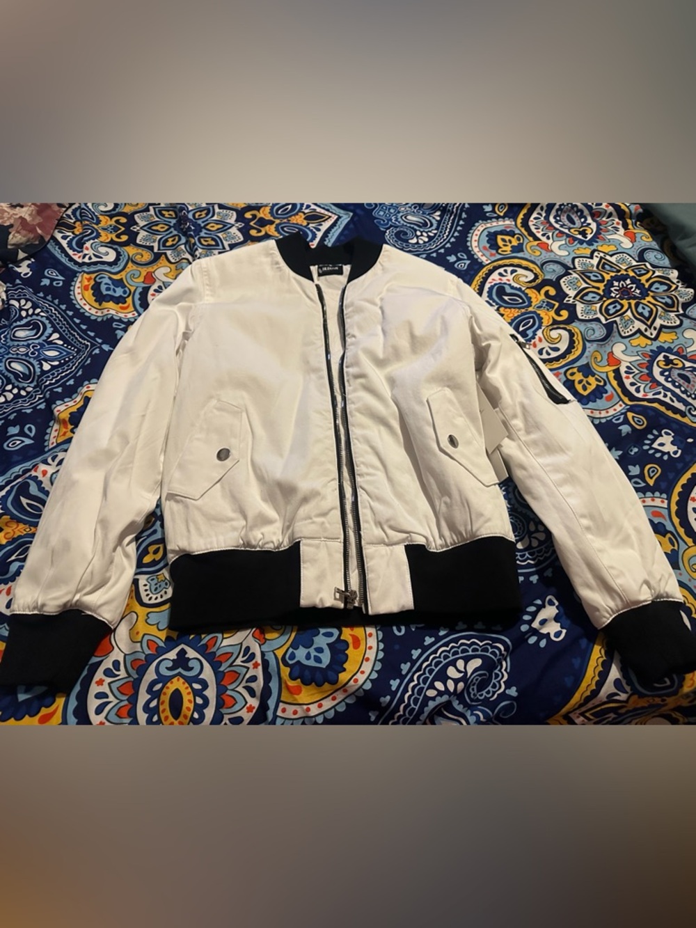 Hudson white bomber jacket